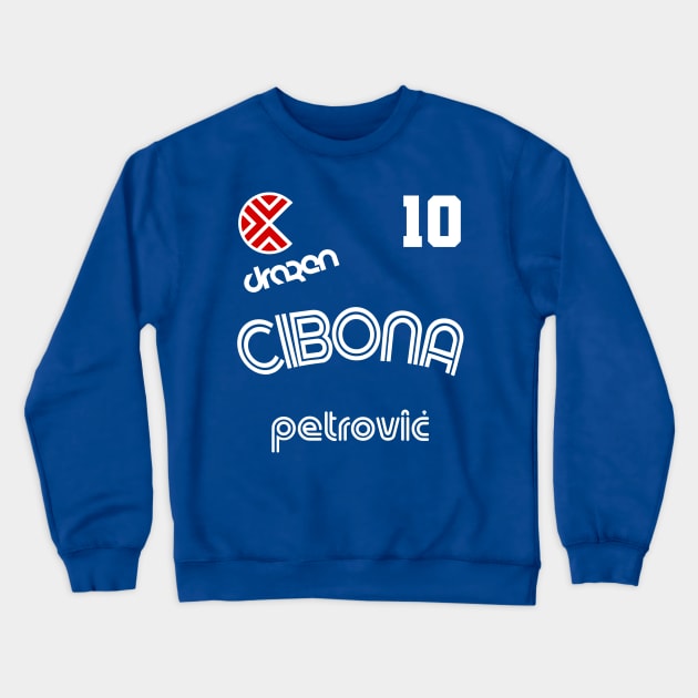 Drazen Petrovic Retro Croatia Basketball Jersey Crewneck Sweatshirt by darklordpug